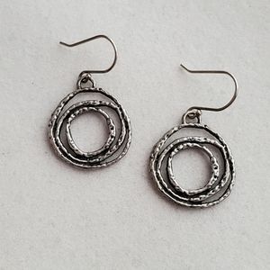 Megiddo Israel Oxidized Sterling Silver Drop Earrings Brutalist Abstract
